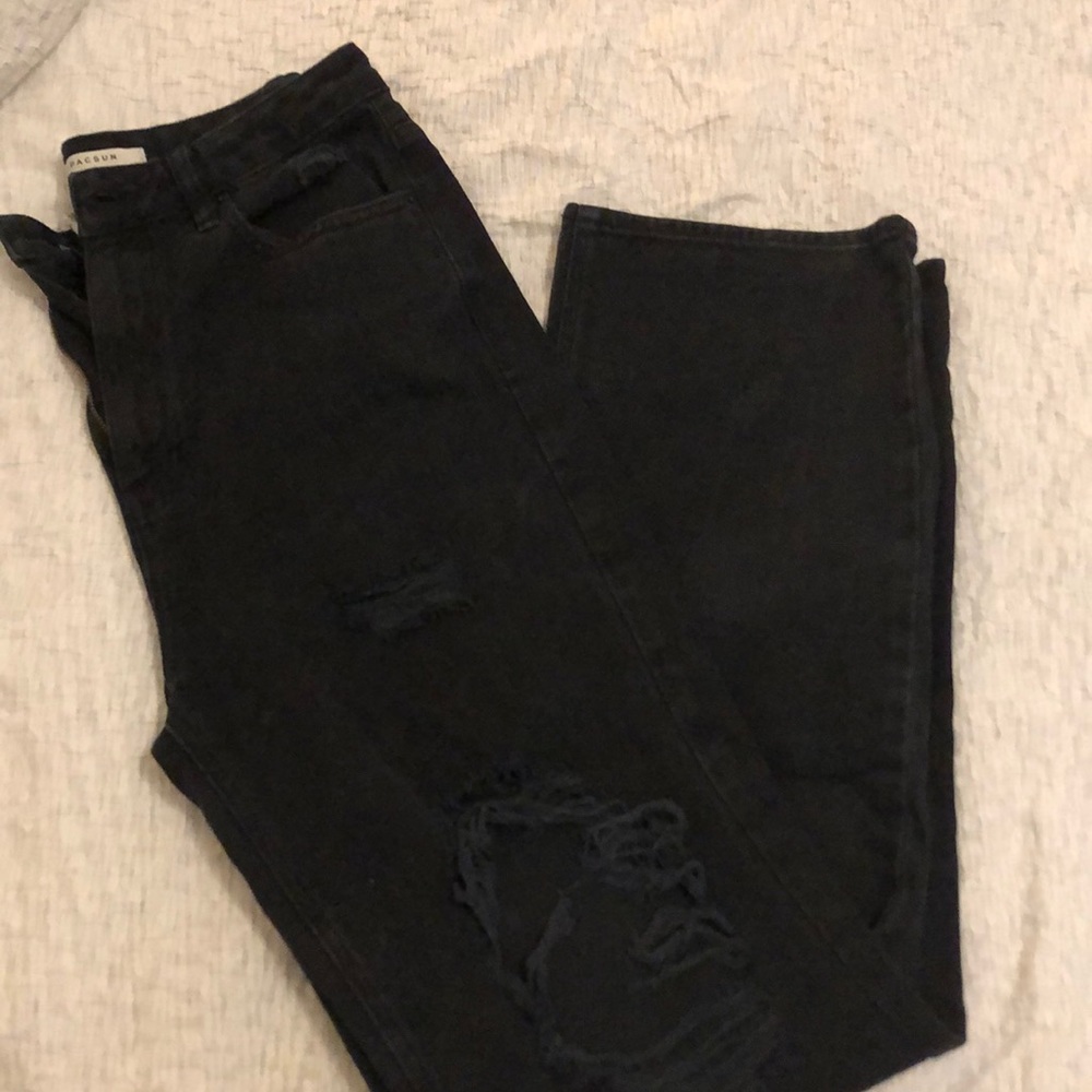 Pacsun Black Ripped straight leg jeans; Size 28